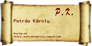Petrás Károly névjegykártya